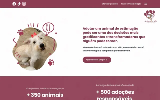 Interface do projeto Amigos da Mia